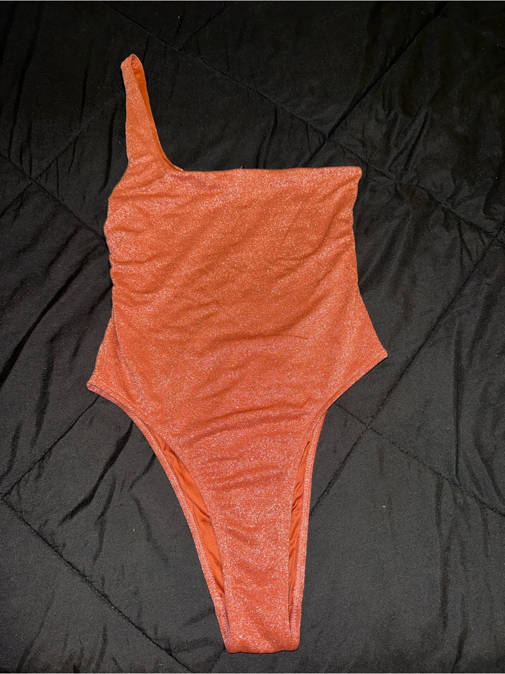 Boohoo Shimmer One-Shoulder One-Piece bodysuit